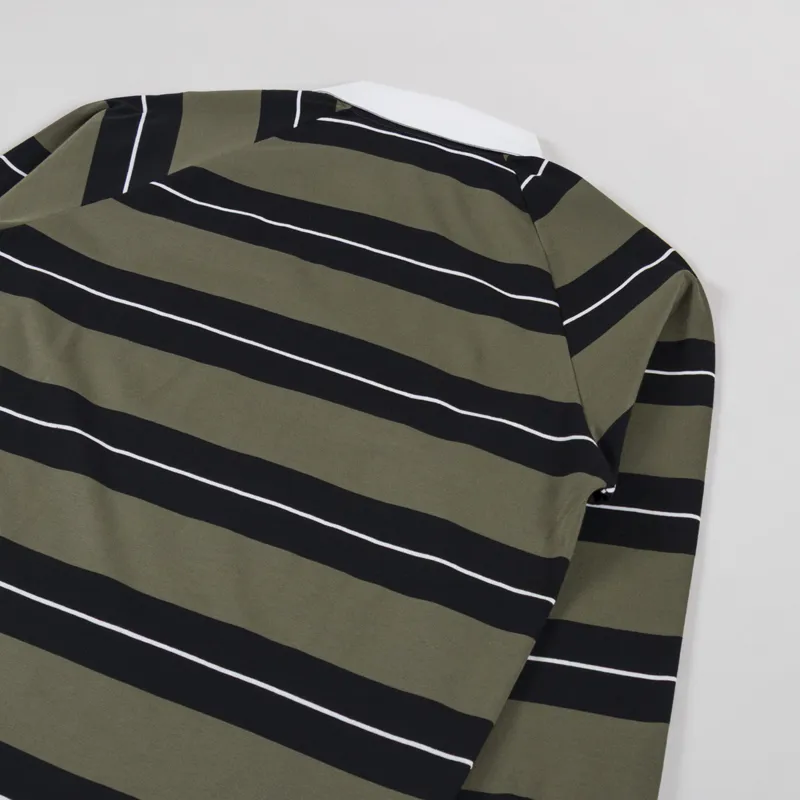 Adidas Skateboarding Shmoofoil Long Sleeve Rugby Shirt Olive Strata Black Core White-3