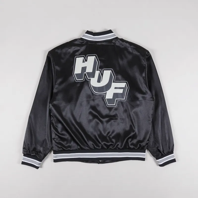 HUF Galactic Stack Baseball Jacket - Black