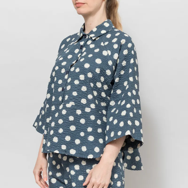 Kate Sheridan Womens Folk Shirt Blue Spot-1