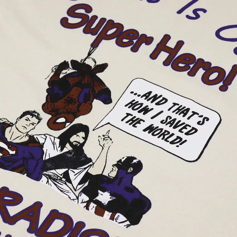 Paradise NYC Jesus Is Our Superhero T Shirt Natural-1