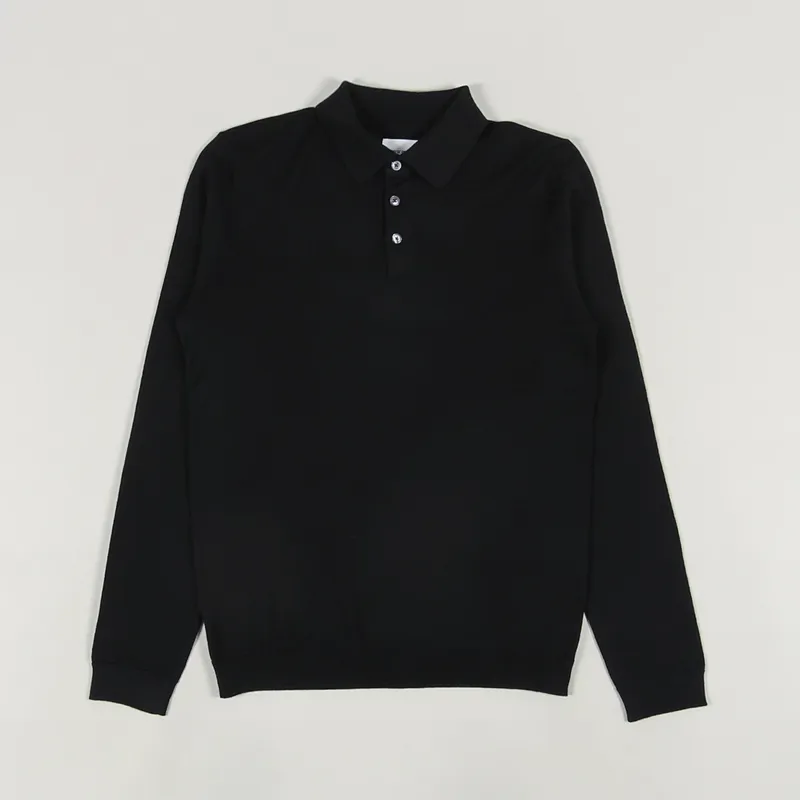 Norse Projects Johan Merino Polo Shirt Black