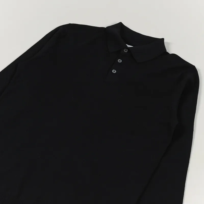 Norse Projects Johan Merino Polo Shirt Black-1