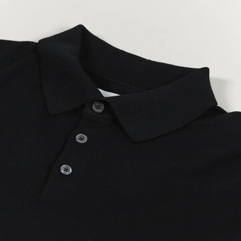 Norse Projects Johan Merino Polo Shirt Black-4