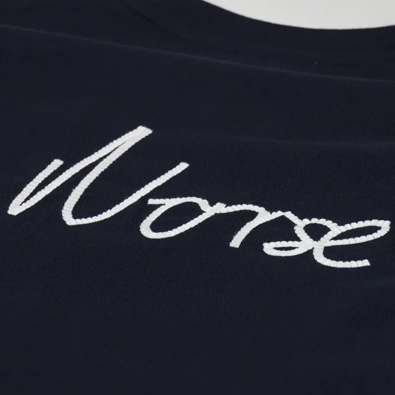 Norse Projects Johannes Chain Stitch Logo T Shirt Dark Navy-2