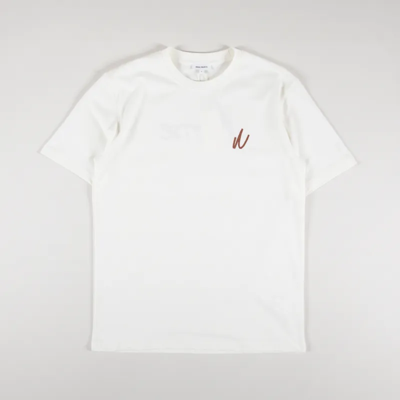 Norse Projects Johannes Chain Stitch Logo T Shirt Ecru-1