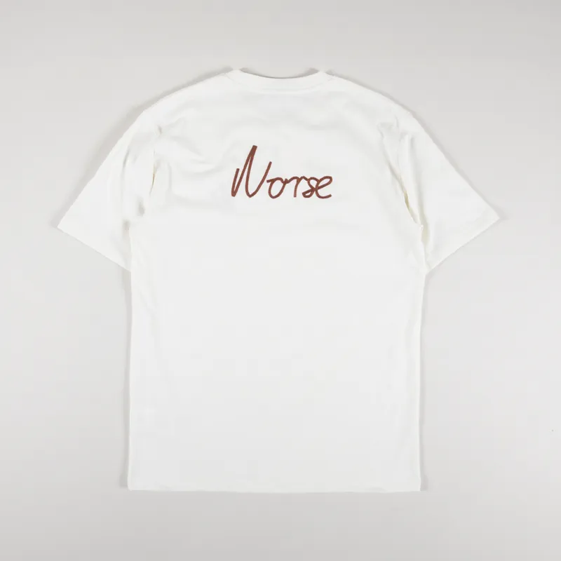 Norse Projects Johannes Chain Stitch Logo T Shirt Ecru