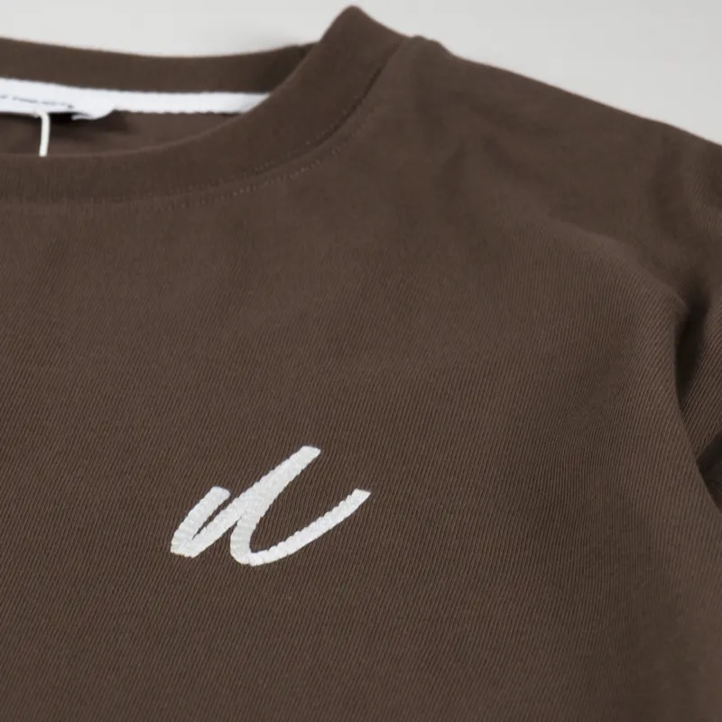 Norse Projects Johannes Chain Stitch Logo T Shirt Heathland Brown-2