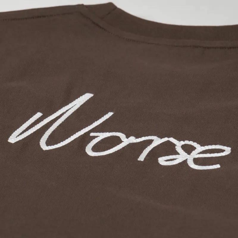 Norse Projects Johannes Chain Stitch Logo T Shirt Heathland Brown-3