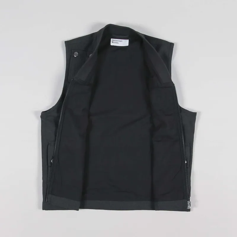 Universal Works Jojo Anglers Waistcoat Charcoal Herringbone Cotton-1