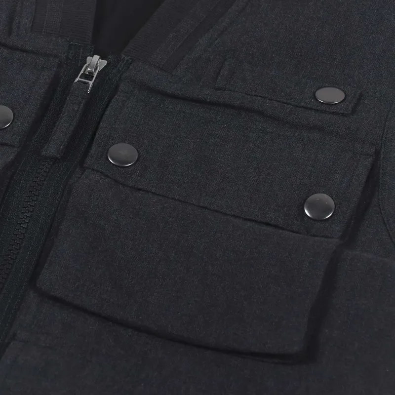 Universal Works Jojo Anglers Waistcoat Charcoal Herringbone Cotton-10