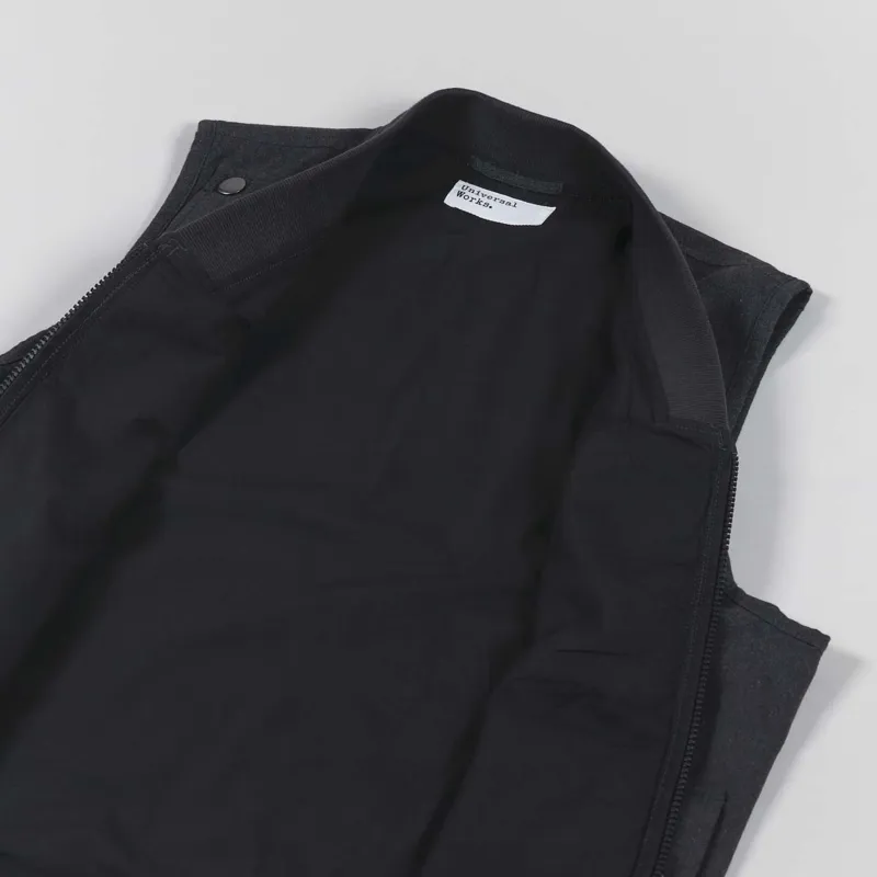 Universal Works Jojo Anglers Waistcoat Charcoal Herringbone Cotton-4