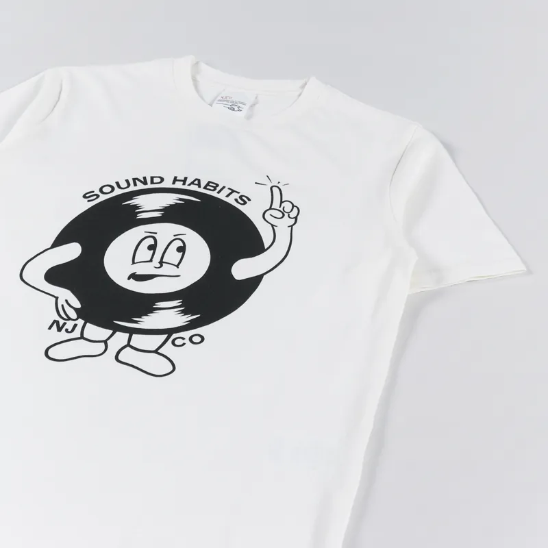 Nudie Jeans Womens Joni Sound Habits T Shirt Off White-3