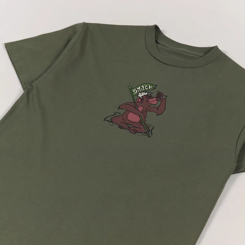 Snack Skateboards Jungle T Shirt Army Green-1