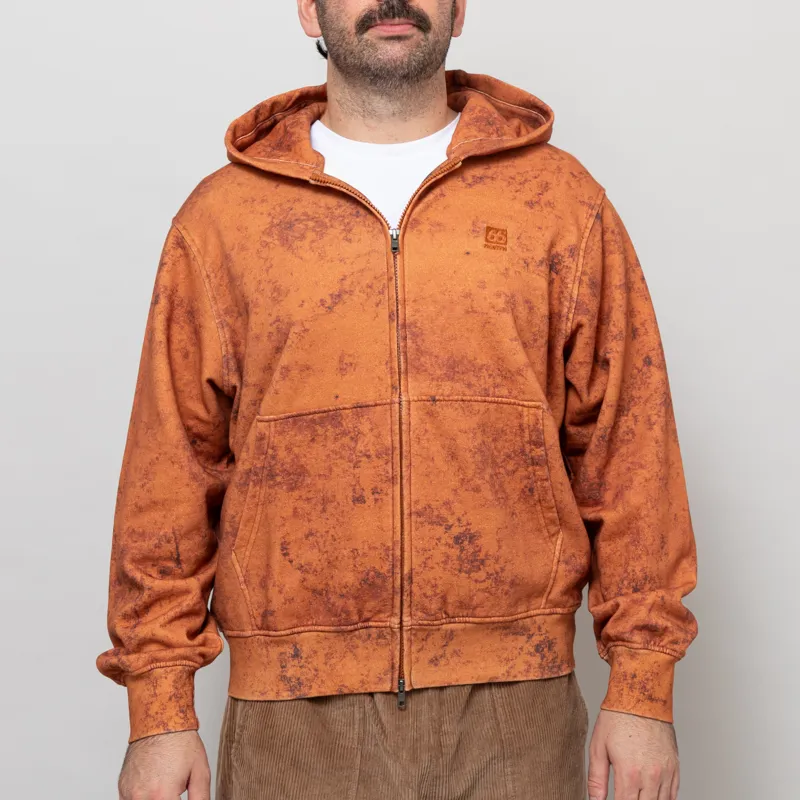 66 North Dyngja Zipped Hoodie Fisherman Print Orange