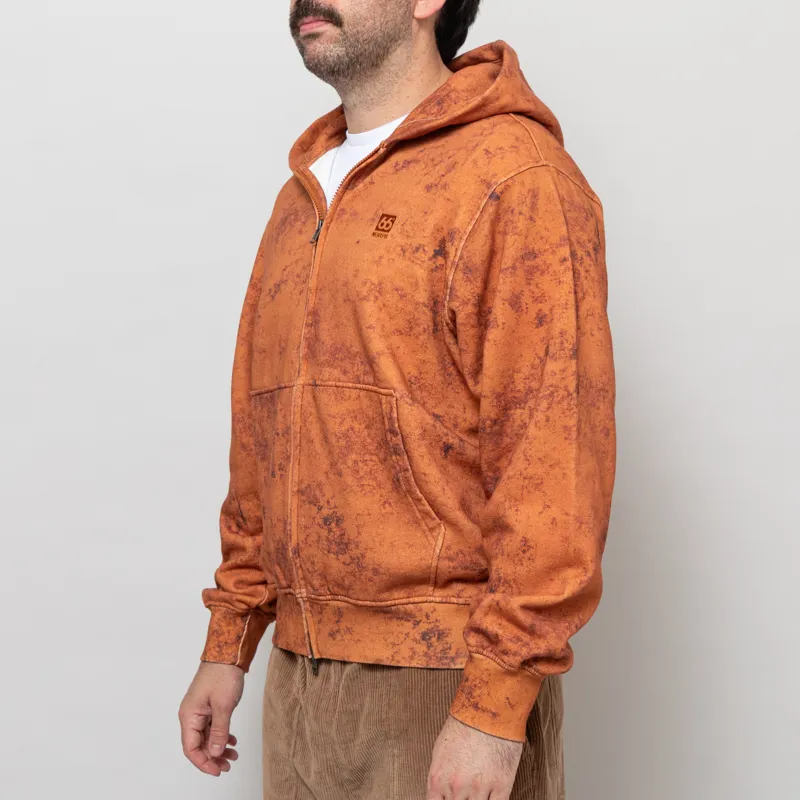 66 North Dyngja Zipped Hoodie Fisherman Print Orange-1