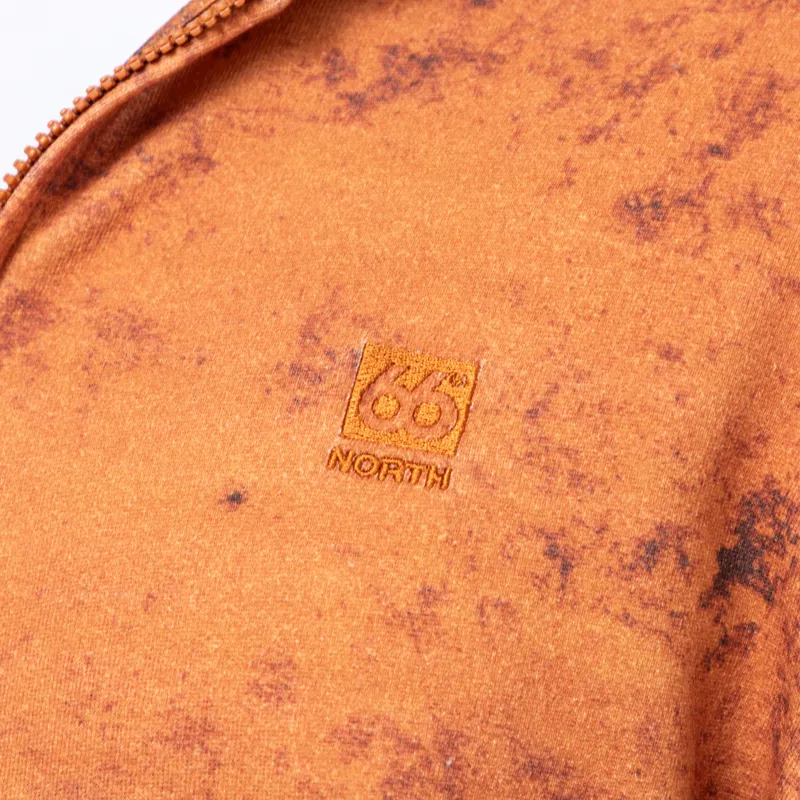 66 North Dyngja Zipped Hoodie Fisherman Print Orange-7