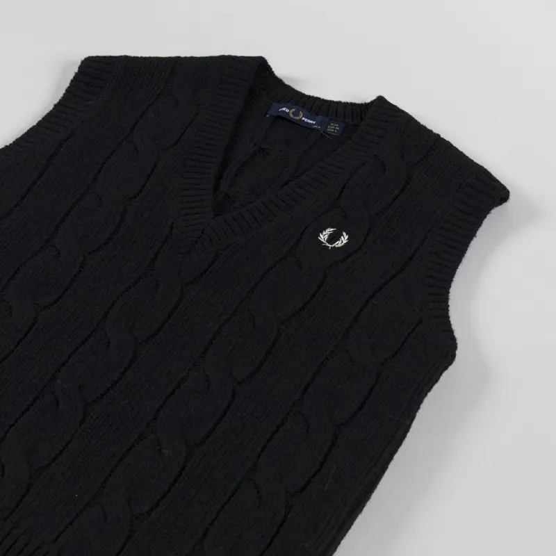 Fred Perry Womens Cable Knit Tank Black-2
