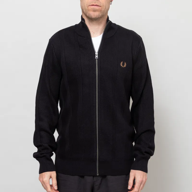 Fred Perry Textured Zip Through Cardigan Black