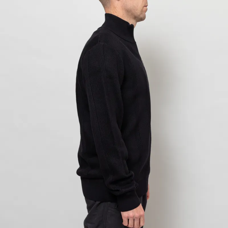 Fred Perry Textured Zip Through Cardigan Black-4