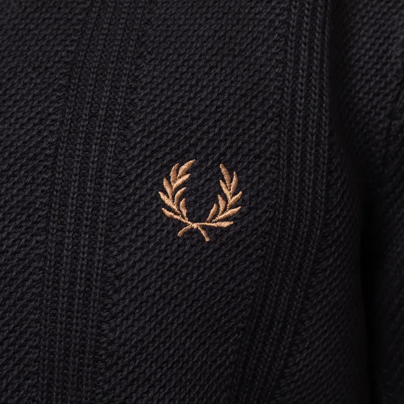 Fred Perry Textured Zip Through Cardigan Black-6