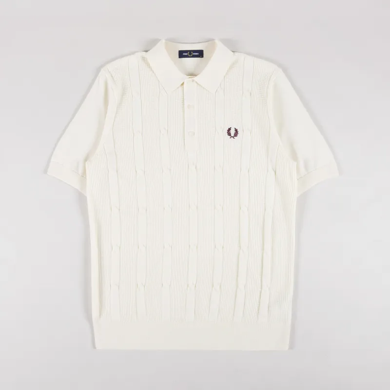 Fred Perry Textured Cable Knit Shirt Ecru