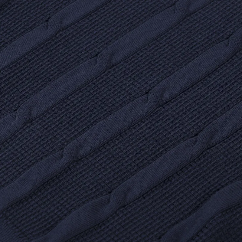 Fred Perry Textured Cable Knit Shirt Dark Airforce-4