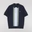 Fred Perry Textured Stripe Knitted Shirt Dark Airforce