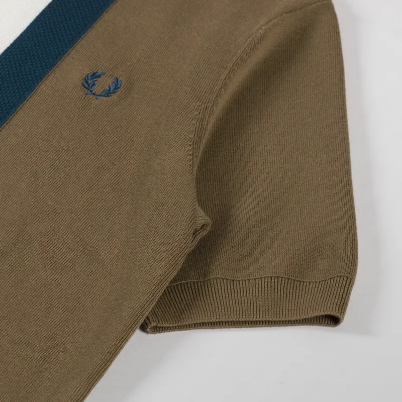 Fred Perry Textured Stripe Knitted Shirt Shaded Stone-4