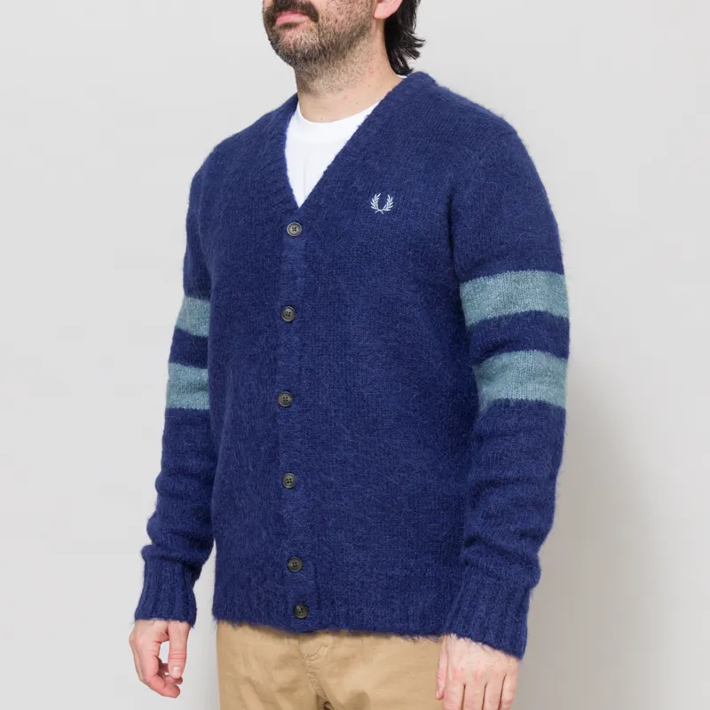Fred Perry Chunky Tipped Sleeve Cardigan French Navy-1