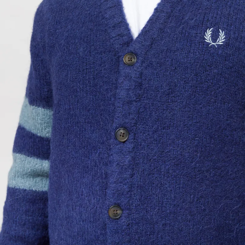 Fred Perry Chunky Tipped Sleeve Cardigan French Navy-6