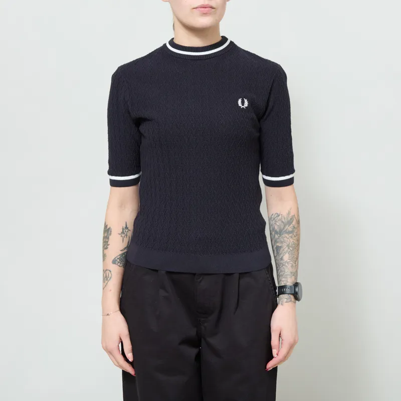 Fred Perry Womens Textured Knitted Top Navy