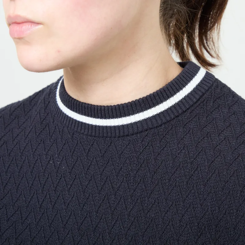 Fred Perry Womens Textured Knitted Top Navy-3