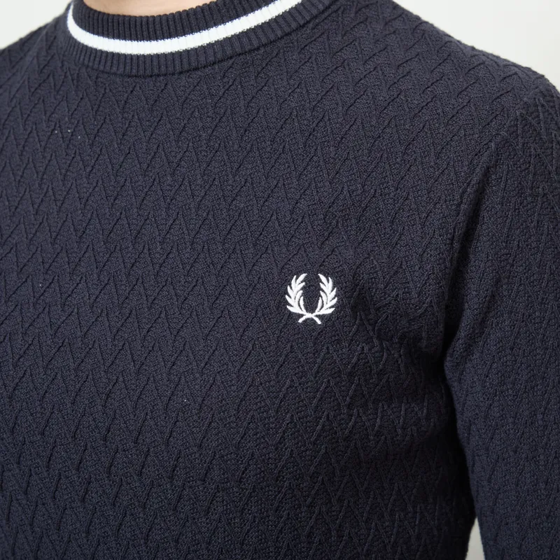 Fred Perry Womens Textured Knitted Top Navy-4
