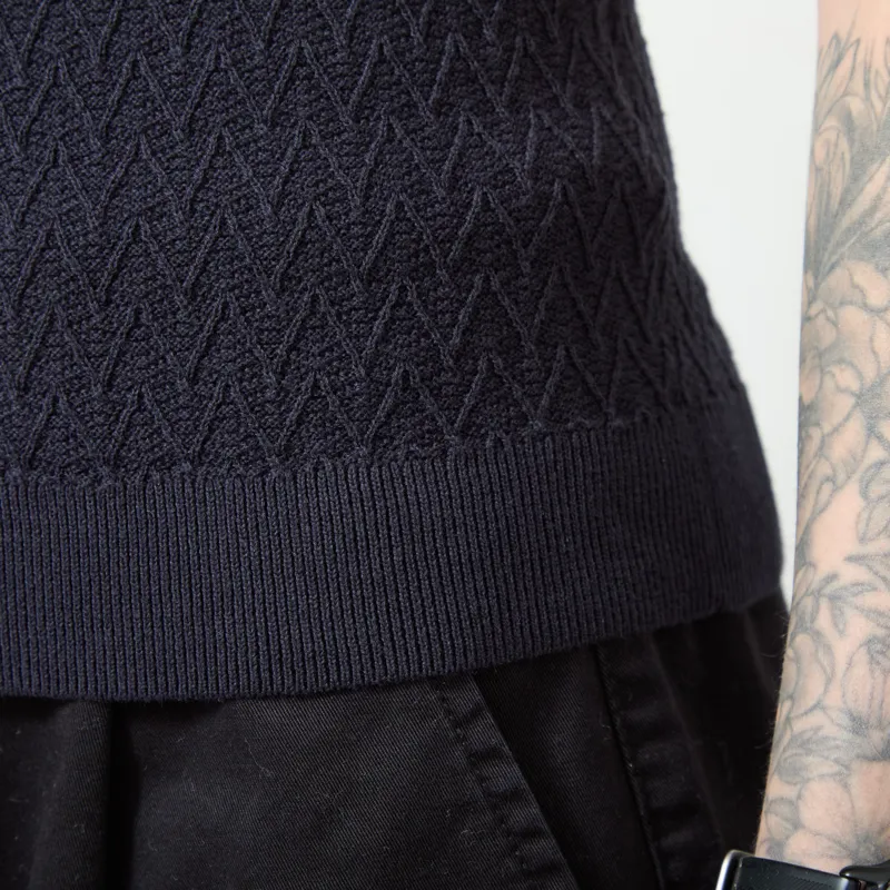 Fred Perry Womens Textured Knitted Top Navy-7