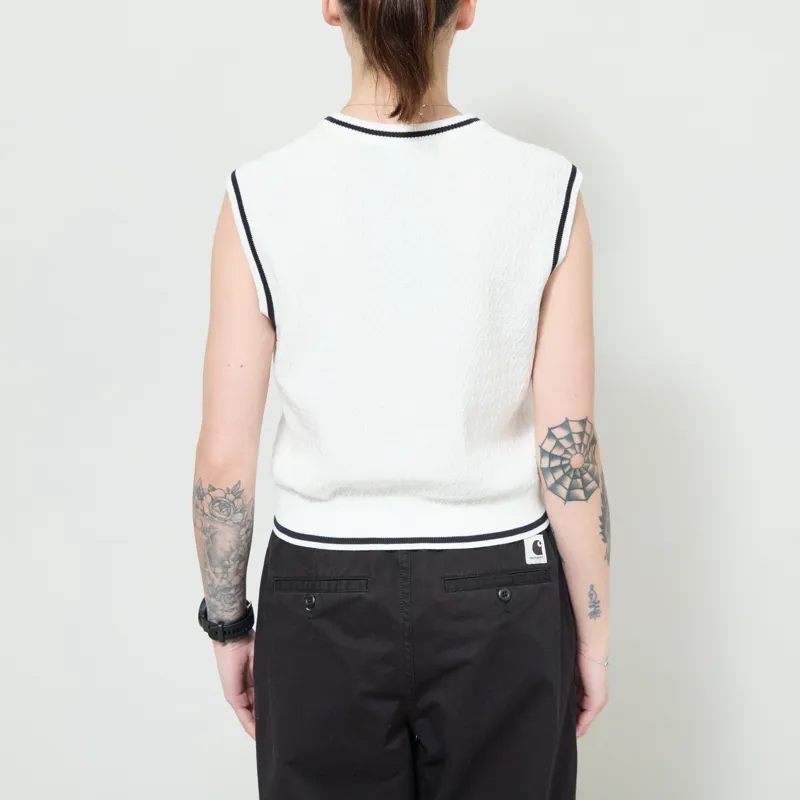 Fred Perry Womens Button Through Knitted Tank Snow White-2