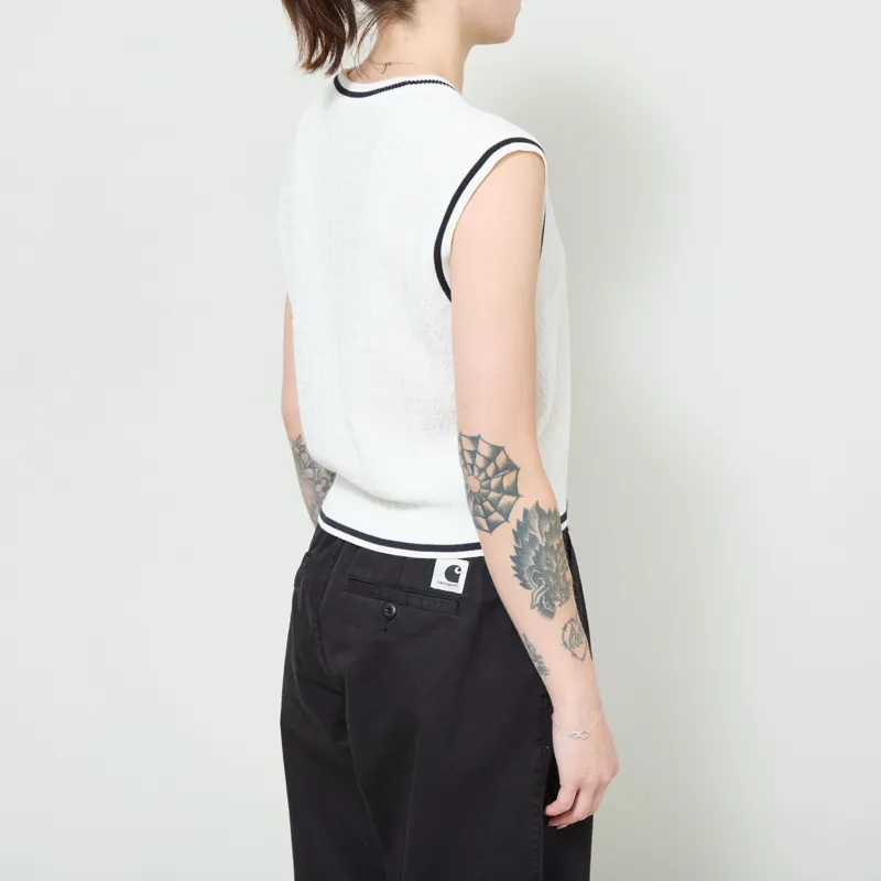 Fred Perry Womens Button Through Knitted Tank Snow White-3