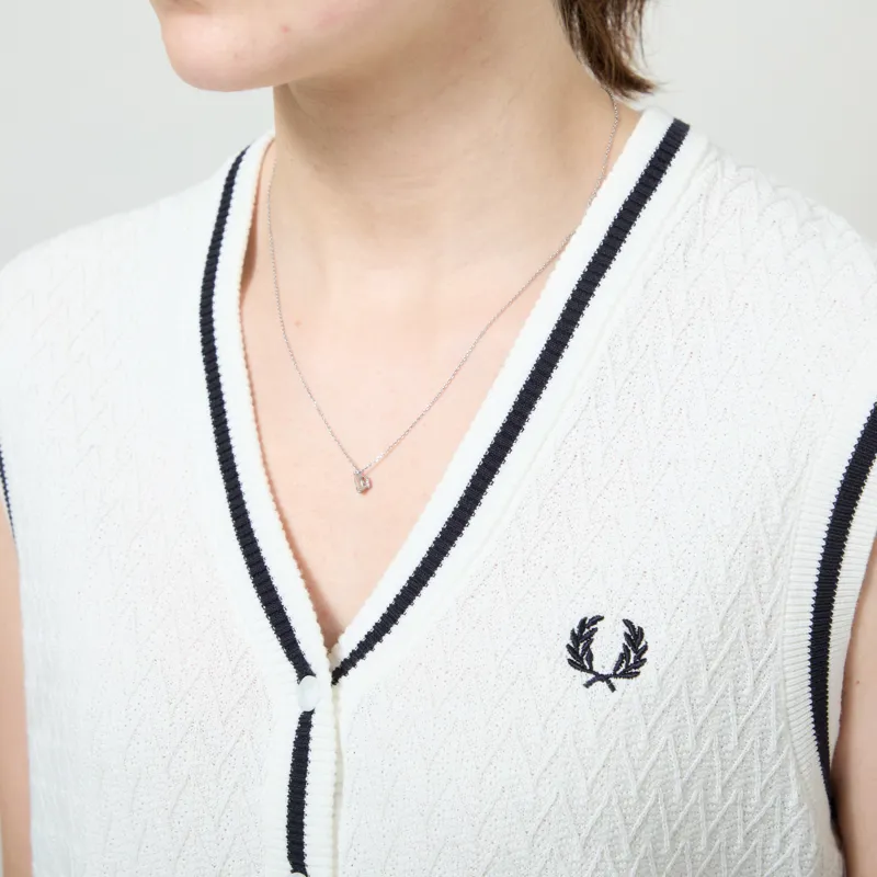 Fred Perry Womens Button Through Knitted Tank Snow White-4