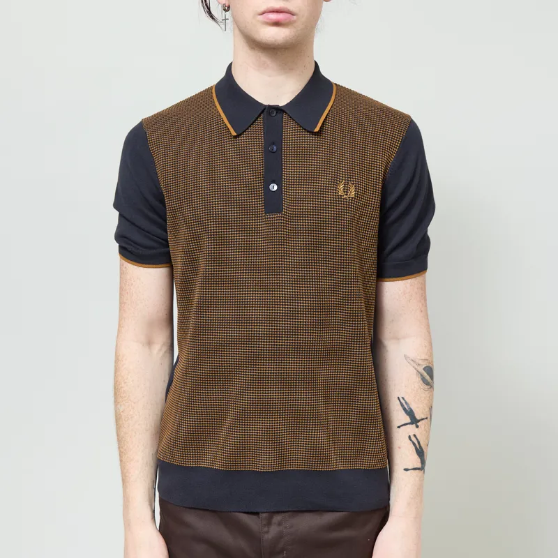 Fred Perry Tonic Waffle Knitted Shirt Navy