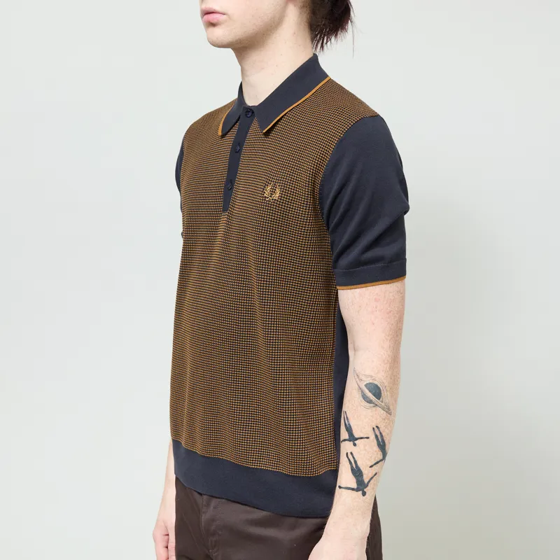 Fred Perry Tonic Waffle Knitted Shirt Navy-1