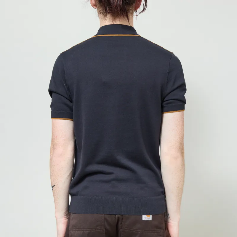 Fred Perry Tonic Waffle Knitted Shirt Navy-2