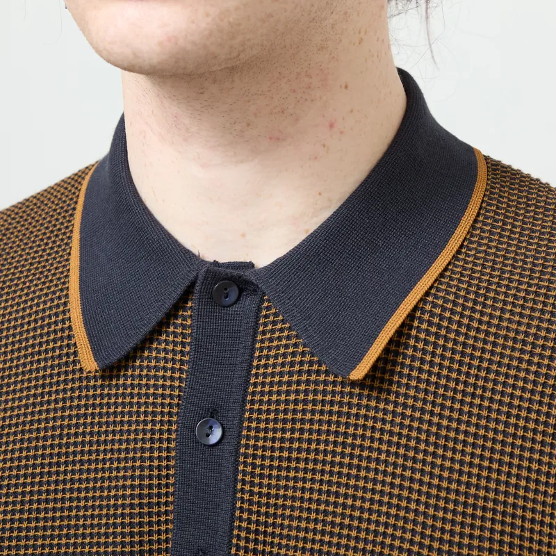 Fred Perry Tonic Waffle Knitted Shirt Navy-3