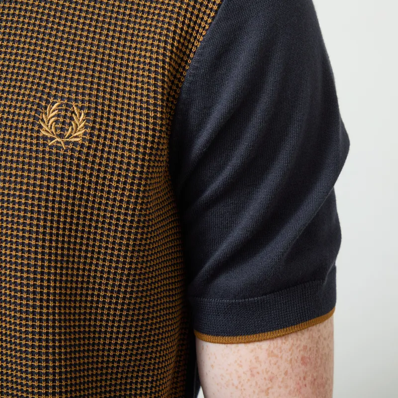 Fred Perry Tonic Waffle Knitted Shirt Navy-5