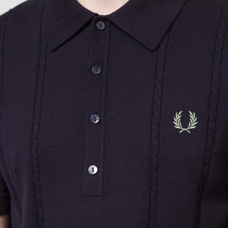 Fred Perry Cable Knitted Shirt Navy-6