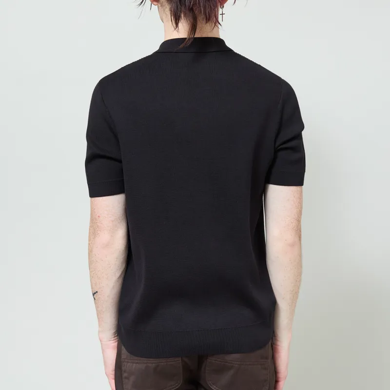 Fred Perry Panel Detail Knitted Shirt Black-2