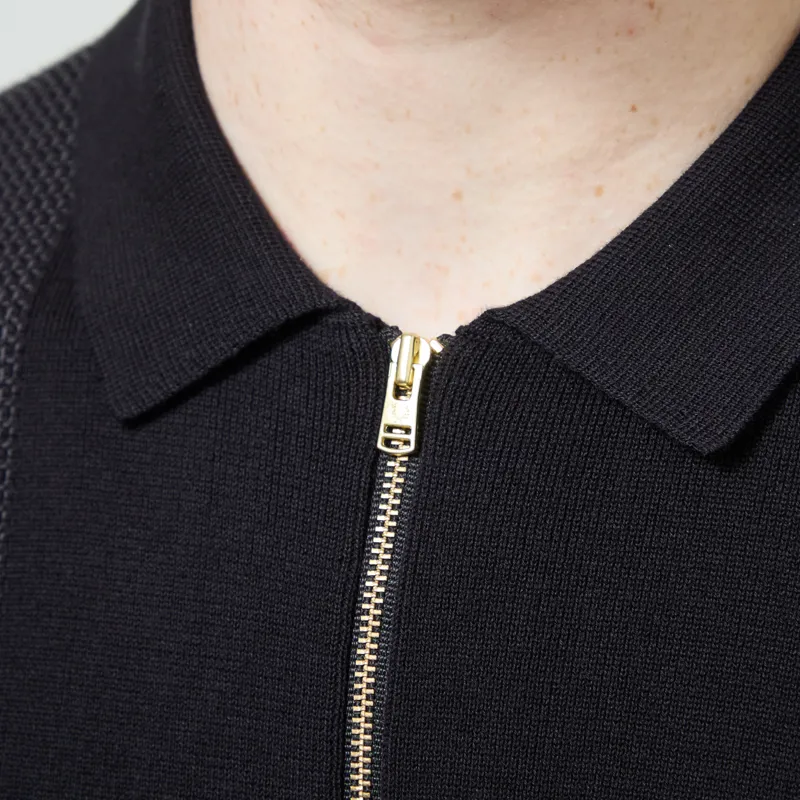 Fred Perry Panel Detail Knitted Shirt Black-5