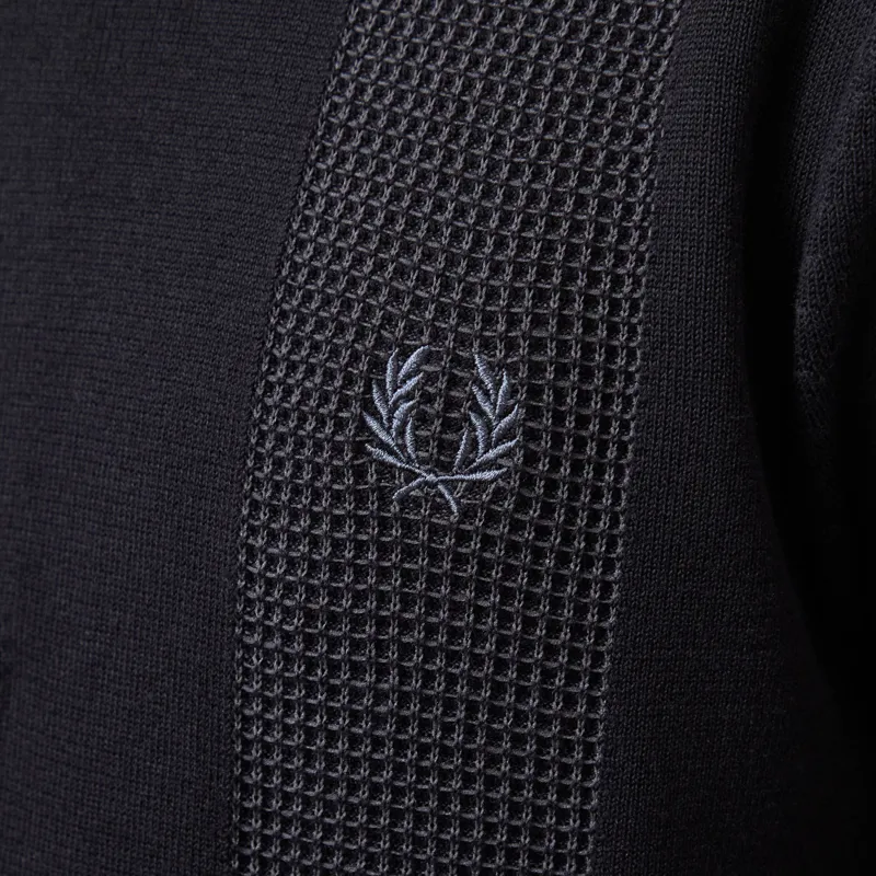 Fred Perry Panel Detail Knitted Shirt Black-6