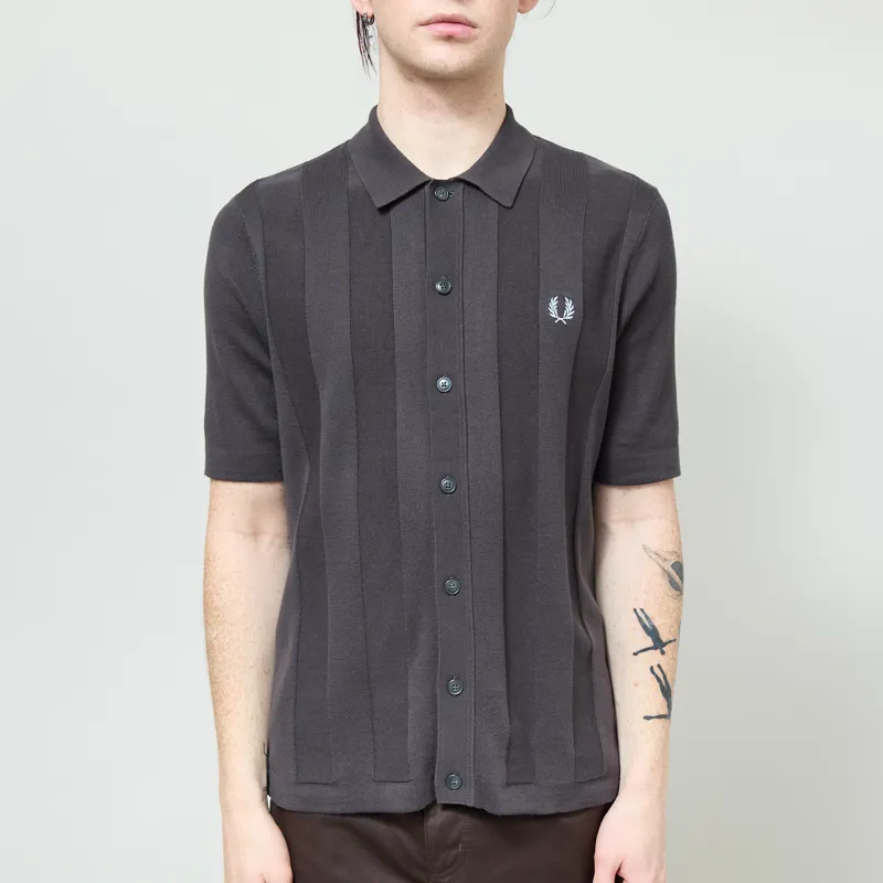 Fred Perry Tonal Vertical Stripe Shirt Anchor Grey
