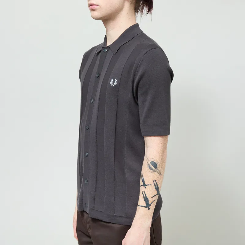 Fred Perry Tonal Vertical Stripe Shirt Anchor Grey-1