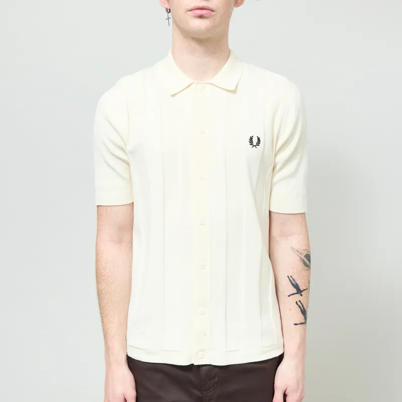 Fred Perry Tonal Vertical Stripe Shirt Ecru
