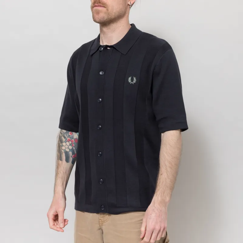 Fred Perry Tonal Vertical Stripe Shirt Navy-1
